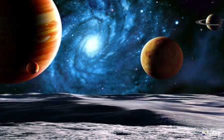 Planets and Galaxy - 3d, planets, galaxy, sun