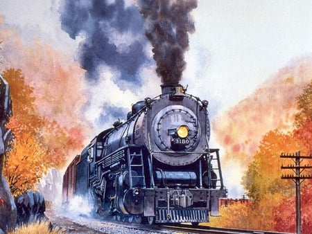 Southern Railway - railway, steam, train, autumn