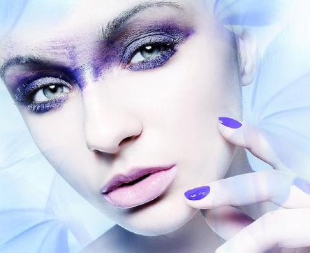 artistic make up - face, purple, pretty, beauty, nails, faces, eyes, make up, lovely, female