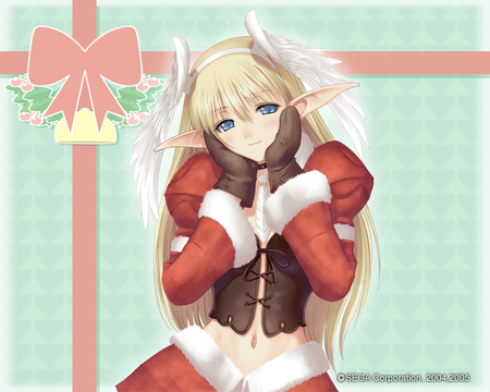 Anime Elf Girl - anime, winter, beautiful, snow, sweet, girls, christmas, elf, black, red