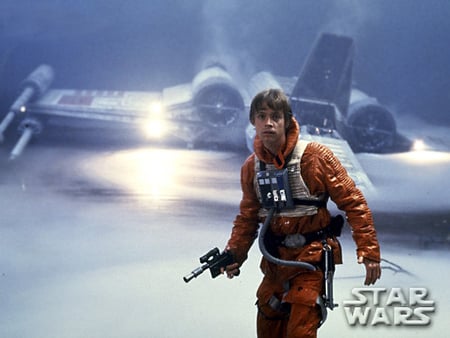 the empire strikes back - x wing, weapon, swamp, lights, mist, luke