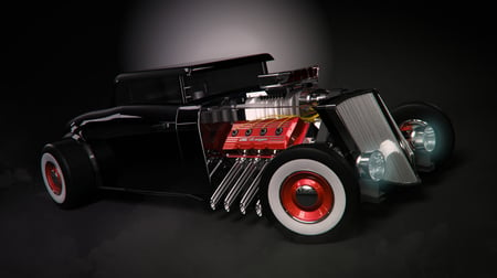 HOT ROD BLACK - tuned, black, car, hot rod