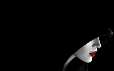 Woman - nose, dark, girl, lipstick