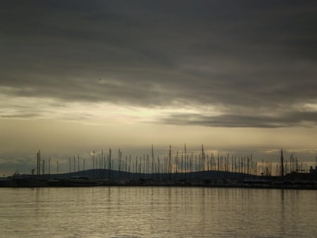 Sunset over marine - boat, sea, change, marine, life, sunset, sailboat, cloud, sky