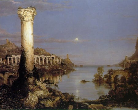 Course of Empire: Desolation - 19th century, history painting, ruins, america