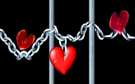 chained heart - wp, leaf, heart, red