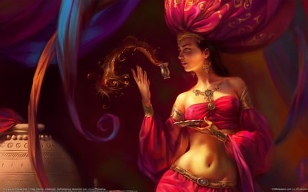 Princess - red, pretty, beauty, girl, hd, dress, cg, fantasy, princess