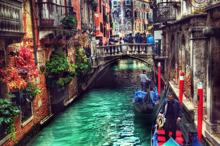 Venice - houses, gondola, venice, water, canal, bridge