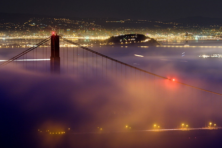 Golden Oldie - golden gate bridge, san francisco, lights, illuminated