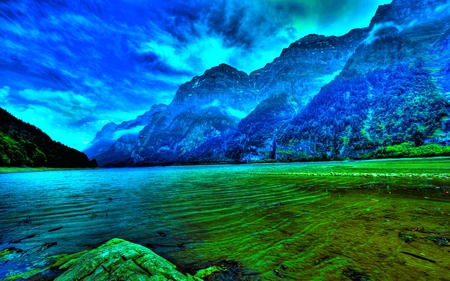 MOUNTAIN FOG - nature, sky, lake, landscape, fog, mountains