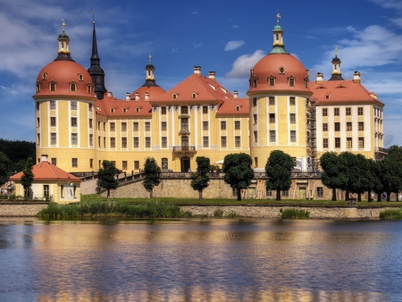 Castle at Sajonia, Germany - building, castle, river, sajonia, germany