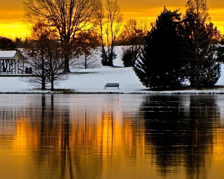 yellow sunset - sunset, water, nature, photography, lake, sun