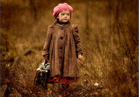 On my way - girl, field, people, way