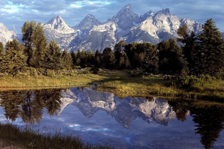 Grand Teton Reflections - reflections, grand, mountains, teton