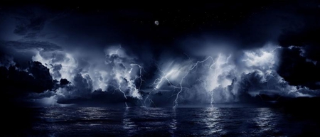 Lightning - night, light, lightning, blue