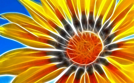 Sunflower Fractal - fractal, yellow, orange, fantasy, black, textures, flower