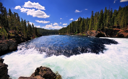 The beauty of a river - pic, blue, forest, photo, sky, clouds, trees, water, image, beautiful, photography, beauty, colors, colours, river, nature, picture, green, wall, wild, wallpaper