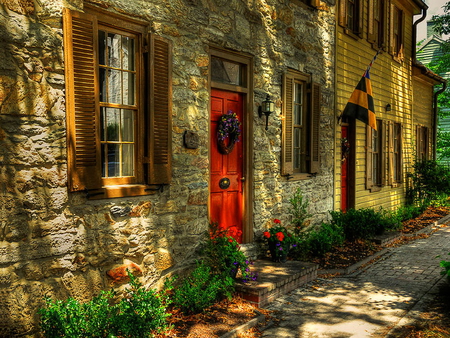 Provincial peace - street, beautiful, village, country, province, peaceful, door, peace, house