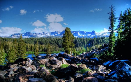 Rocky Mountain Beauty - trees, beautiful, lake, mountains, rocks, british columbia