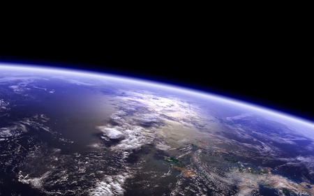 earth from space - oceans, clouds, sun reflaction, space, planet, earth