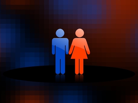 Male and female - male, abstract, female, blue, woman, red, man