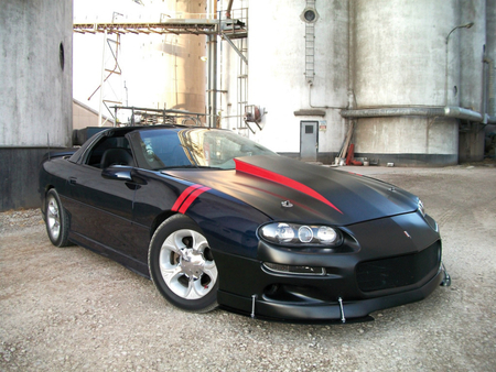 1998 Chevy Camaro - black, 98, red stripes, gm