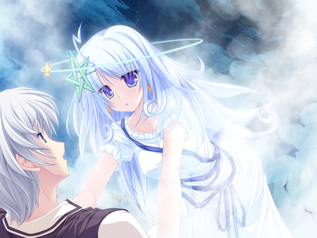 Angel & Man Cupid - beauty, 77, girl, game, cg art, wall, new