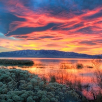 fiery sunset over utah