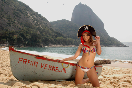 Arrgh Babe - beach, sexy, water, model, boat