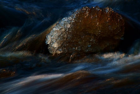 Ice - abstract, winter, foam, blue, interesting, beautiful, colors, ice, hdr, texture