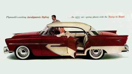 1956 Plymouth Ad - plymouth advertising, widescreen, 1956 plymouth, wallpaper