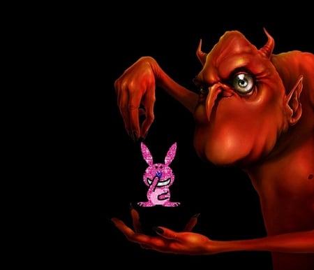 Bunny and the Demon - cg, abstract, 3d, bunny, demon