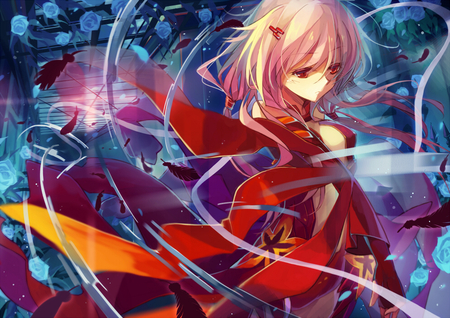 Yuzuriha Inori - star, anime, design, guilty crown, girl, show, long hair, yuzuriha inori