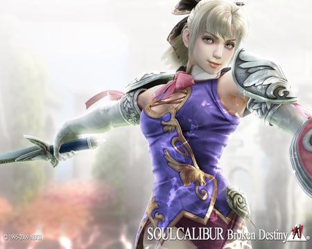 Cassandra - soul calibur, anime, broken destiny, soul calibur 4, original, girl, sword, armor, fantasy, fantasy warrior, cassandra, video game, blue eyes