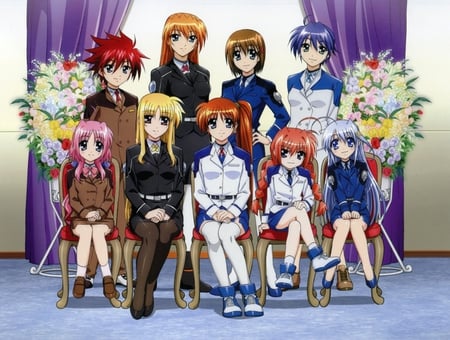 A Team is like a Family-Mahou Shoujo Lyrical Nanoha - nanoha, eriol, ciel, anime, subaru, reinforce, mahou shoujo lyrical nanoha strikers, hayate, flowers, colorful, cute, vita, fate, other