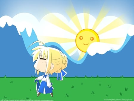 One Hot Day - saber, stay night, girl, hot, sun, knight, blond, fate, anime, cute