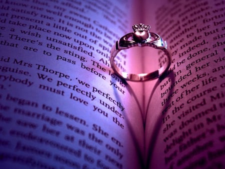 Engagement ring - ring, purple, book, wedding, love, engagement, fiance, blue, letters, gift