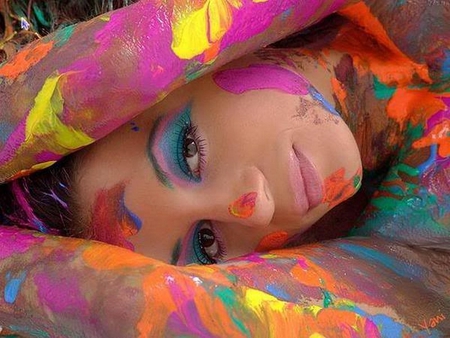 rainbow beauty - skin, colorful, beauty, paint