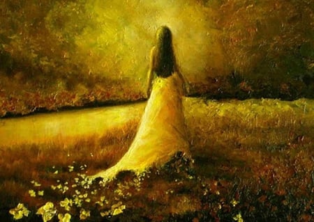 Mysterious Homeland - homeland, yellow, woman, mysterious