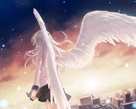 Angel Walk - pretty, beautiful, angel, love, angel wings, sky, wonder