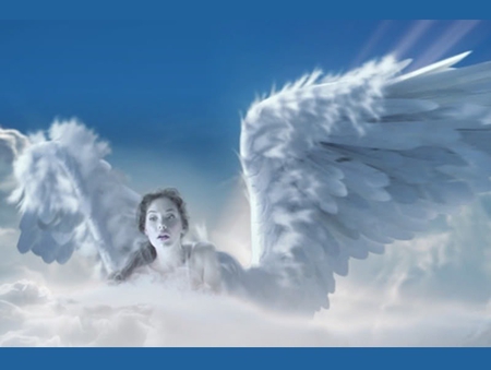 Watching Angel - clouds, beautiful, watching, angel, love, angel wings, sky