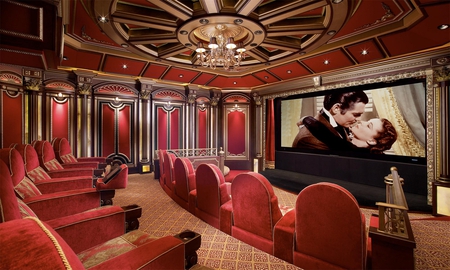 Home Theatre - house, carpet, screen, wood, beautiful, theater, chairs, private, architecture, home, theatre