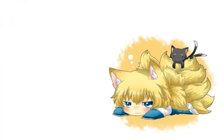 Little Anime Girl - girls, yellow, cat, beautiful, anime, sweet, little