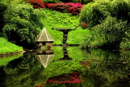 Magic colors of nature - beauty, lake, trees, peace, magic, water, wonderful, super, nature, amazing, green, house, beautiful place, fantastic, harmony