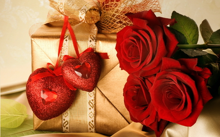 With all my heart - heart, red, rose, valentin, gift, love, flower