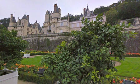 Chateau d'Usse - building, lawn, trees, france, castle, flowers, grass