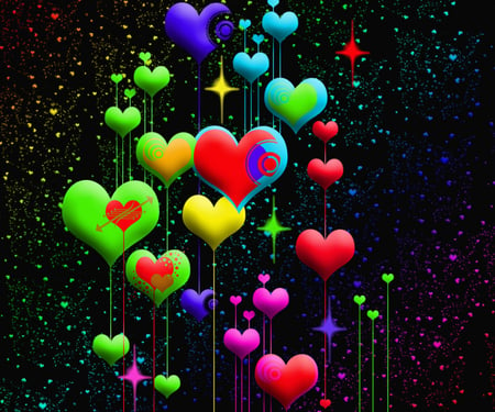 Valentines Heartz - neon, love, romance, heartz, valentine, colors