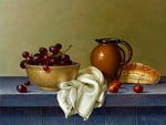 Roy Hodrien. Bread, grape and cherry (oil, canvas)