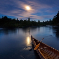 Moonlit Canoe Allagash River