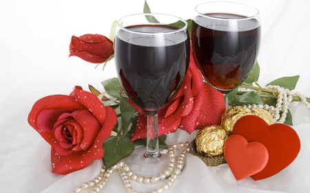 Valentines day wine - valentine, wine, roses, heart